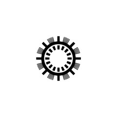 Abstract Black Gear Icon on White Background