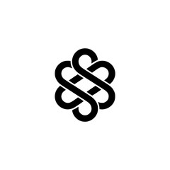 Fototapeta premium Abstract Infinity Symbol Logo - Black on White, Minimalist Design