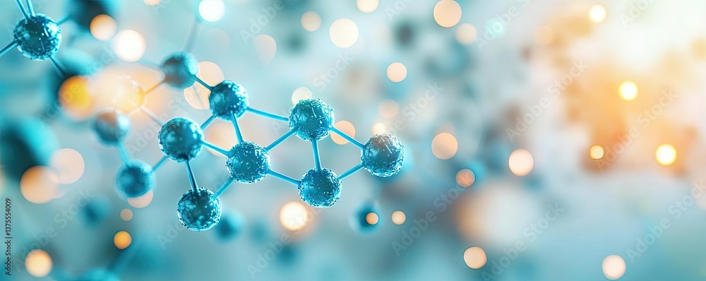 Aufkleber blue exosome particles in medical and skincare concept. abstract molecular structure with glowing pa