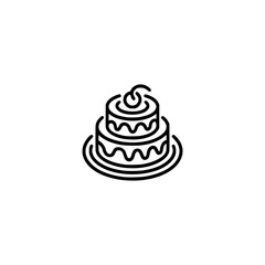 Minimalist Birthday Cake Icon on White Background