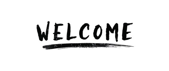 Fototapeta premium minimalist_black_ink_welcome_calligraphy_with_clean_brushstroke_details_on_white
