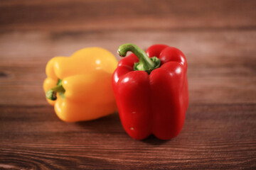 The color pepper is on the cutting board