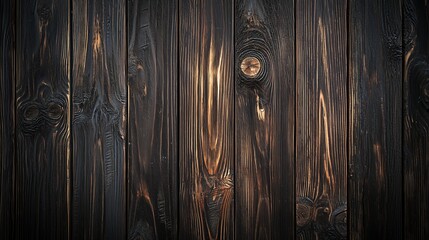 Dark charred wood planks with visible grain patterns and burnt accents. 