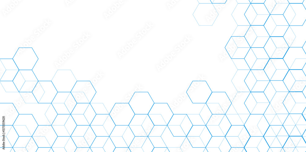 Leinwandbilder Modern simple style seamless pattern with hexagonal graphic design. Geometric art deco texture mosaic white background. abstract molecular structures in technology, wallpaper background, vector.	