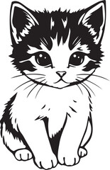 Cute kitten. Hand drawn vector illustration