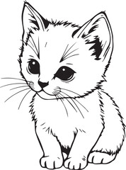 Cute kitten. Hand drawn vector illustration