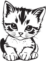 Cute kitten. Hand drawn vector illustration