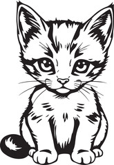Cute kitten. Hand drawn vector illustration