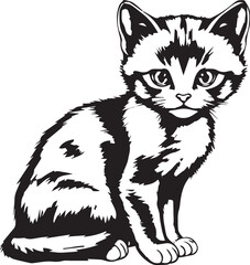 Cute kitten. Hand drawn vector illustration