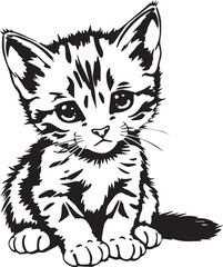 Cute kitten. Hand drawn vector illustration