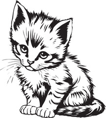 Cute kitten. Hand drawn vector illustration