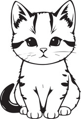 Cute kitten. Hand drawn vector illustration