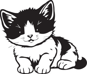 Cute kitten. Hand drawn vector illustration