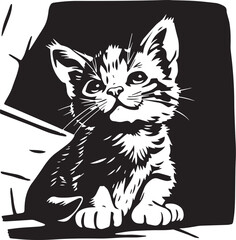 Cute kitten. Hand drawn vector illustration