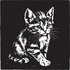 Cute kitten. Hand drawn vector illustration