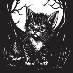 Cute kitten. Hand drawn vector illustration