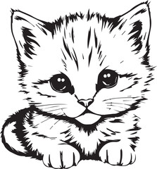 Cute kitten. Hand drawn vector illustration