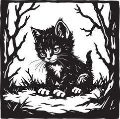 Cute kitten. Hand drawn vector illustration