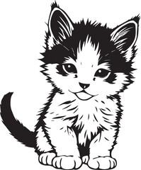 Cute kitten. Hand drawn vector illustration