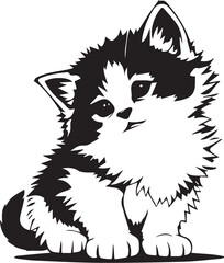Cute kitten. Hand drawn vector illustration