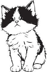Cute kitten. Hand drawn vector illustration