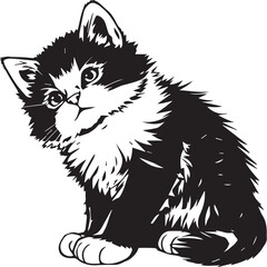Cute kitten. Hand drawn vector illustration