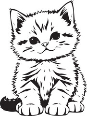 Cute kitten. Hand drawn vector illustration