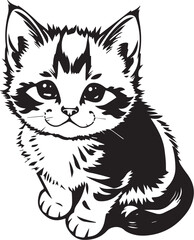 Cute kitten. Hand drawn vector illustration