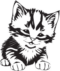 Cute kitten. Hand drawn vector illustration