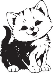 Cute kitten. Hand drawn vector illustration