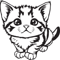 Cute kitten. Hand drawn vector illustration