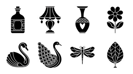 Elegant black and white decorative design elements