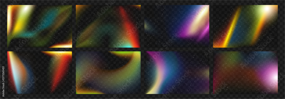 Aufkleber ombre and gradient colored flashes set. vector realistic retro photo effect collection. colorful ble