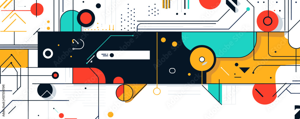 Aufkleber modern abstract geometric art with colorful shapes and lines - vector.