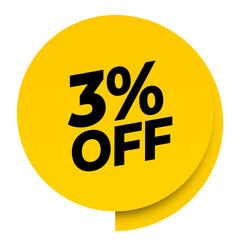 3% off discount yellow sale label tag banner png transparent. 3 percent off