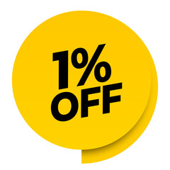 1% off discount yellow sale label tag banner png transparent. 1 percent off