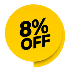 8% off discount yellow sale label tag banner png transparent. 8 percent off