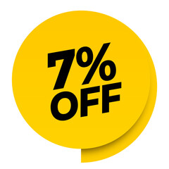 7% off discount yellow sale label tag banner png transparent. 7 percent off