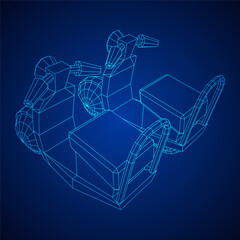 Delivery scooter for lifestyle design courier. Business express delivery concept. Wireframe low poly mesh vector illustration