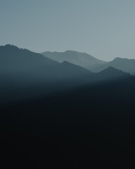 misty mountain landscape, mountains layers