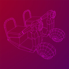 Delivery scooter for lifestyle design courier. Business express delivery concept. Wireframe low poly mesh vector illustration