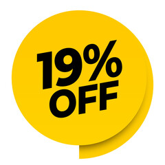19% off discount yellow sale label tag banner png transparent. 19 percent off