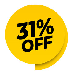 31% off discount yellow sale label tag banner png transparent. 31 percent off