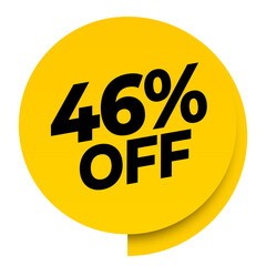 46% off discount yellow sale label tag banner png transparent. 46 percent off