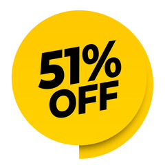 51% off discount yellow sale label tag banner png transparent. 51 percent off