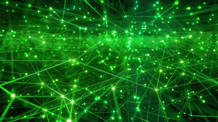 Obraz premium Glowing green neural network. Artificial intelligence. Big data analysis. 3D rendering.