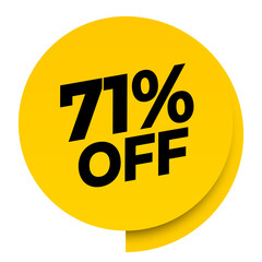 71% off discount yellow sale label tag banner png transparent. 71 percent off