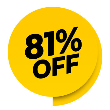 81% off discount yellow sale label tag banner png transparent. 81 percent off