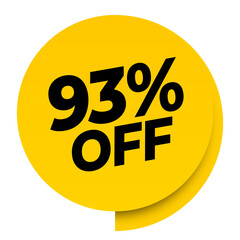 93% off discount yellow sale label tag banner png transparent. 93 percent off