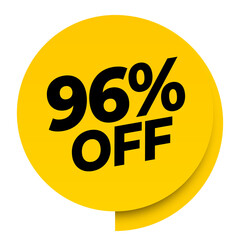 96% off discount yellow sale label tag banner png transparent. 96 percent off